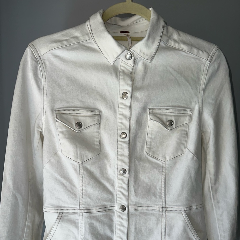 Free People Dynamite White Denim Mini Dress